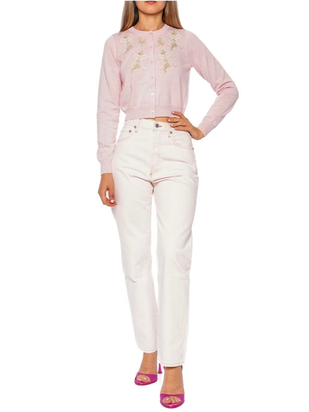 Agolde 90’s Mid-Rise Rigid Straight Jeans in Pale Creamy Pink (Cosmos) Size 29